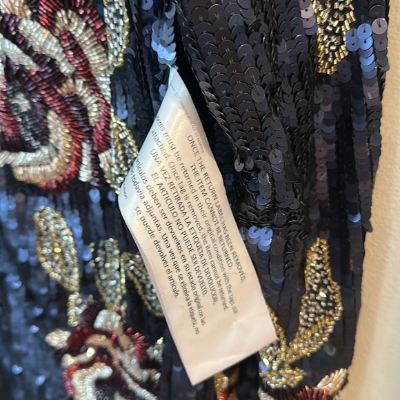 NWT Mac Duggal Sequined Asymmetrical Floral Long Sleeve Midi Dress 93624 - Picture 5 of 8